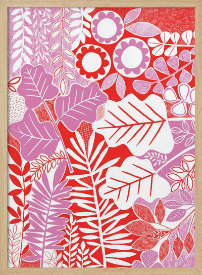 Modern Botanical  Lavender &amp; Red - Stretched Canvas, Poster or Fine Art Print I Heart Wall Art