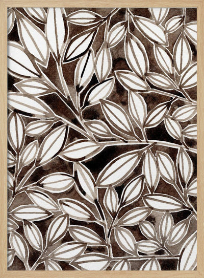 Black &amp; White Leaves - Stretched Canvas, Poster or Fine Art Print I Heart Wall Art