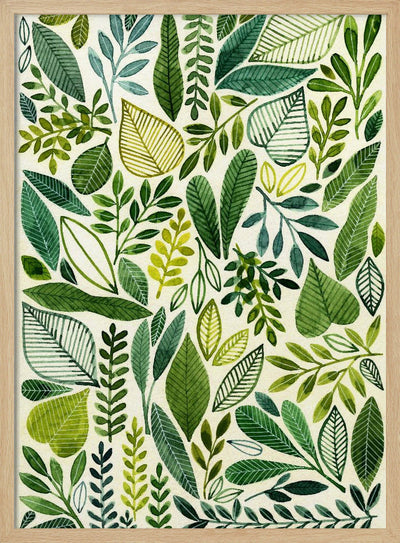 Green Leaves In Various Shapes - Stretched Canvas, Poster or Fine Art Print I Heart Wall Art