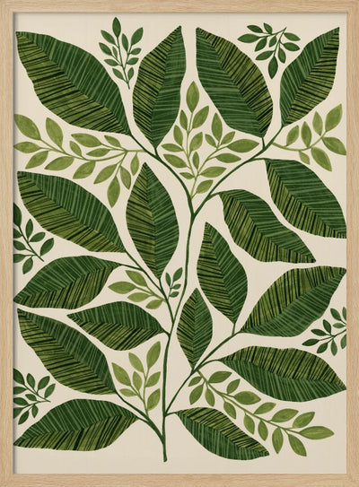 Striped Leaves Branch - Stretched Canvas, Poster or Fine Art Print I Heart Wall Art