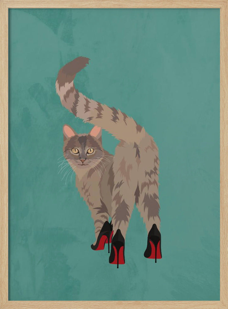 Kitten in heels - Stretched Canvas, Poster or Fine Art Print I Heart Wall Art