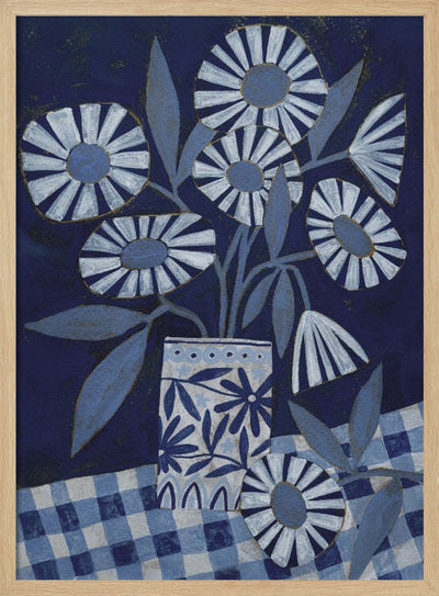 Stylized Flowers In A Decorative Vase - Stretched Canvas, Poster or Fine Art Print I Heart Wall Art