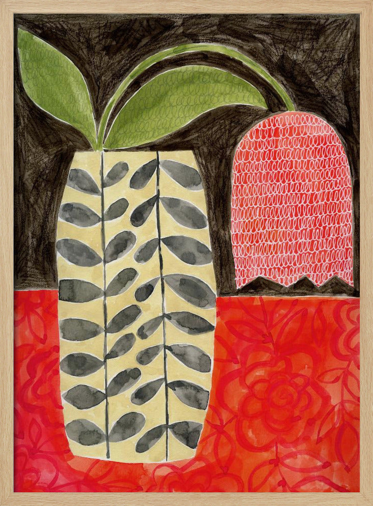 Red Tulip In A Modern Vase - Stretched Canvas, Poster or Fine Art Print I Heart Wall Art