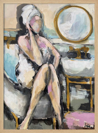 “Bathroom Conversation” - Stretched Canvas, Poster or Fine Art Print