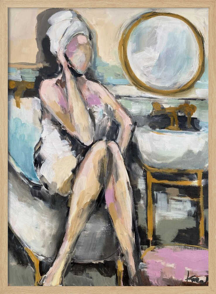 “Bathroom Conversation” - Stretched Canvas, Poster or Fine Art Print