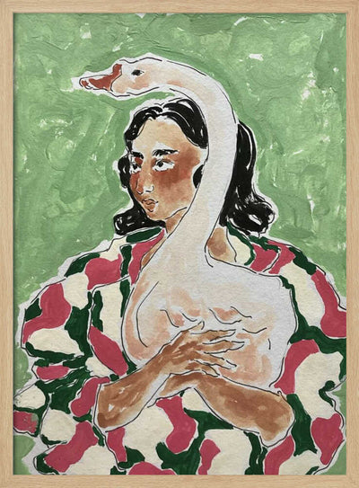 Girl With Duck - Stretched Canvas, Poster or Fine Art Print