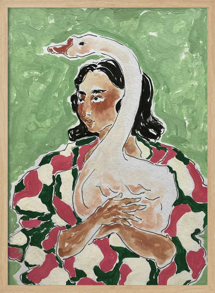 Girl With Duck - Stretched Canvas, Poster or Fine Art Print