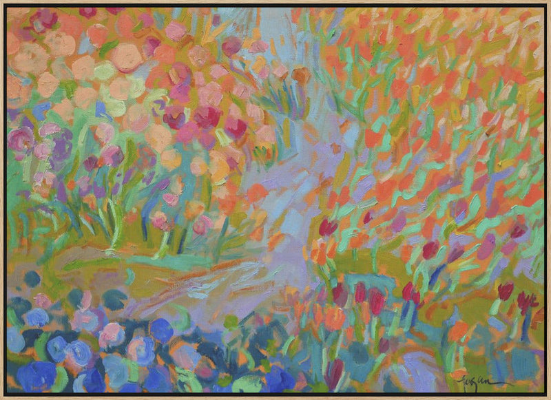 Vibrant Garden Path - Stretched Canvas, Poster or Fine Art Print I Heart Wall Art