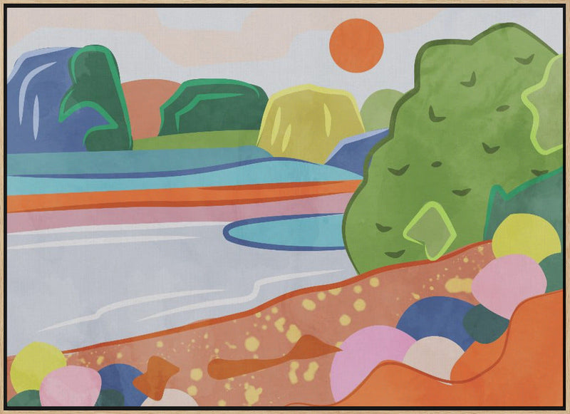 Pastel Sunset Over the Valley - Stretched Canvas, Poster or Fine Art Print I Heart Wall Art