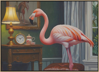 Flamingo's Cozy Corner - Stretched Canvas, Poster or Fine Art Print I Heart Wall Art