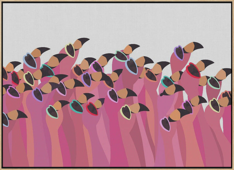 Flock flamingo white - Stretched Canvas, Poster or Fine Art Print I Heart Wall Art