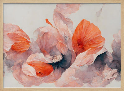 Salmon Flowers - Stretched Canvas, Poster or Fine Art Print I Heart Wall Art