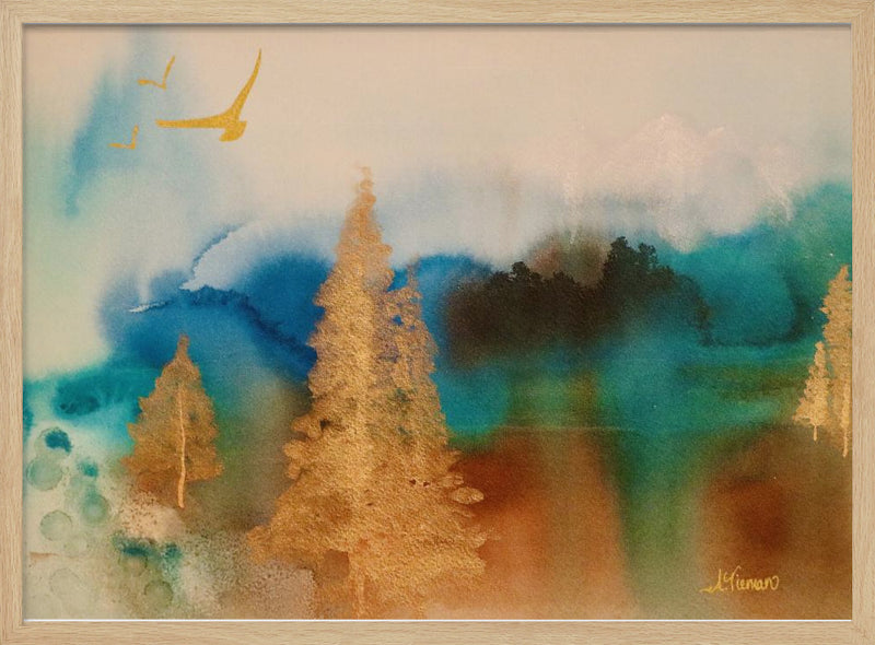 Golden Landscape - Stretched Canvas, Poster or Fine Art Print I Heart Wall Art
