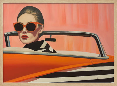 Woman In a Cadilac - Stretched Canvas, Poster or Fine Art Print I Heart Wall Art