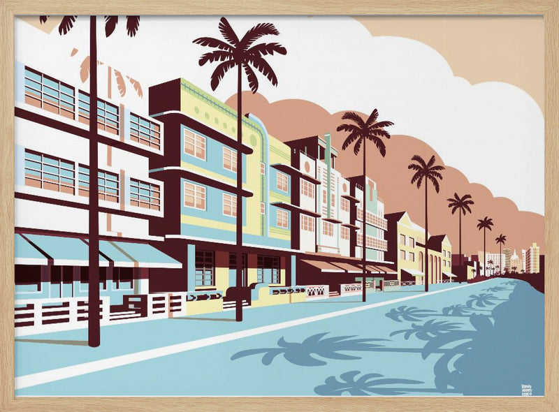 Miami Oceandrive - Stretched Canvas, Poster or Fine Art Print I Heart Wall Art