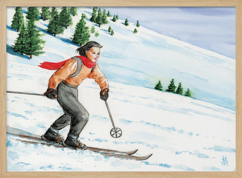 Downhill Skier - Stretched Canvas, Poster or Fine Art Print I Heart Wall Art