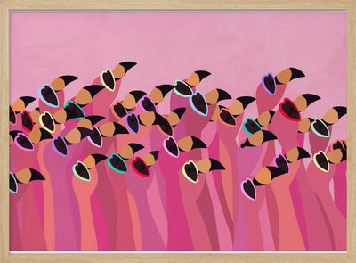 Flock flamingo peach - Stretched Canvas, Poster or Fine Art Print I Heart Wall Art