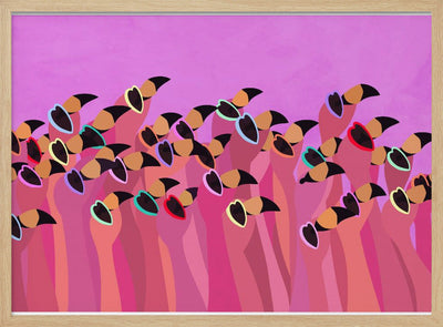 Flock flamingo pink - Stretched Canvas, Poster or Fine Art Print I Heart Wall Art