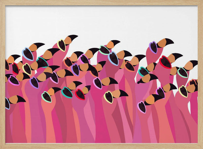 Flock flamingo white - Stretched Canvas, Poster or Fine Art Print I Heart Wall Art