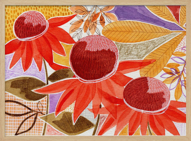 Layered Botanical Watercolour - Stretched Canvas, Poster or Fine Art Print I Heart Wall Art