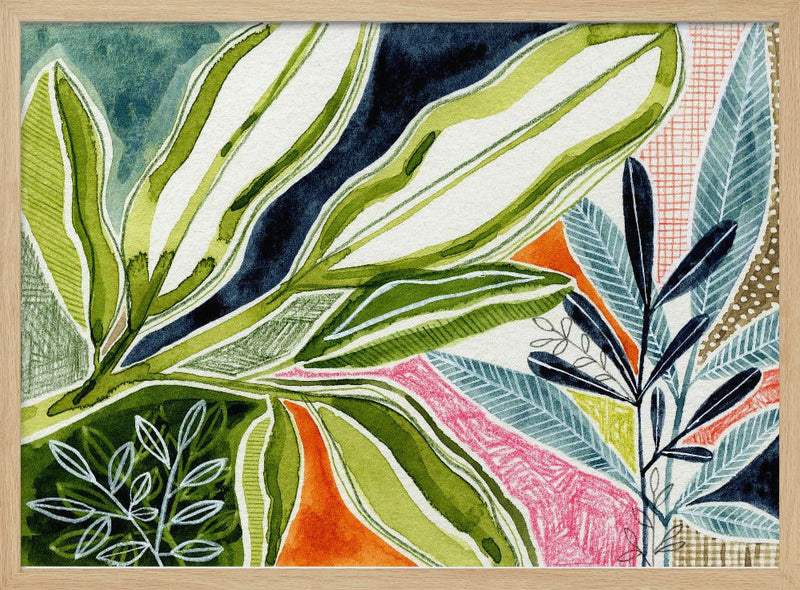 Layered Botanical Watercolour - Stretched Canvas, Poster or Fine Art Print I Heart Wall Art