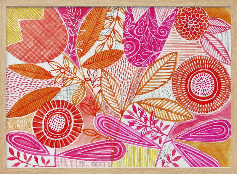 Layered Botanical Watercolour - Stretched Canvas, Poster or Fine Art Print I Heart Wall Art