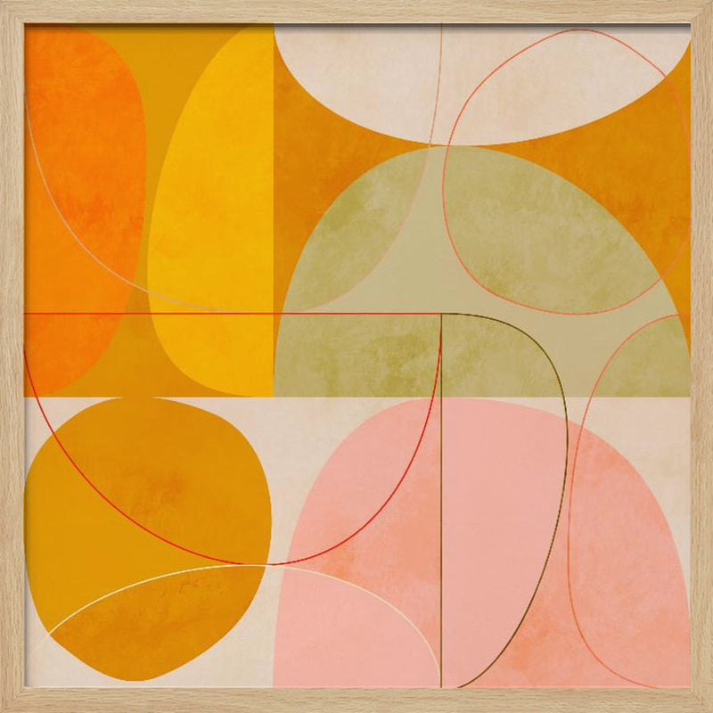 Mid Century Curry Yellow Blush Spring2 - Square Stretched Canvas, Poster or Fine Art Print I Heart Wall Art