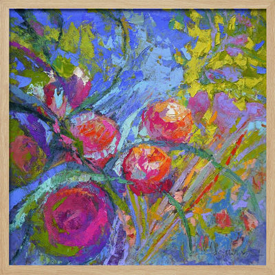Vivid Blooms Dance - Square Stretched Canvas, Poster or Fine Art Print I Heart Wall Art