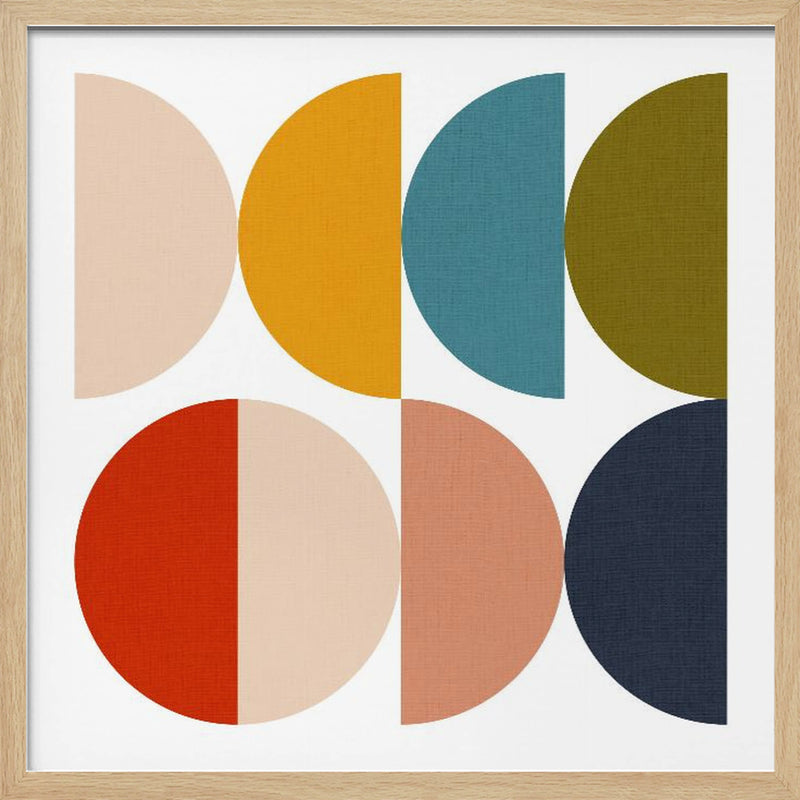 Mid Century Geometric Color Play - Square Stretched Canvas, Poster or Fine Art Print I Heart Wall Art