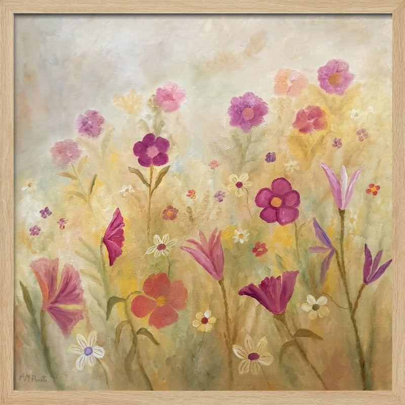 Flowers In the Mist - Square Stretched Canvas, Poster or Fine Art Print I Heart Wall Art