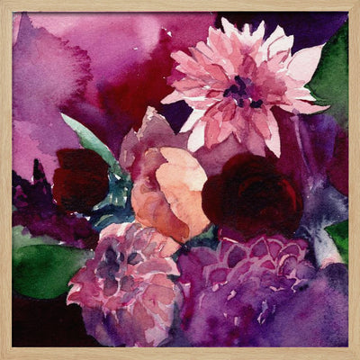 Dahlias Small - Square Stretched Canvas, Poster or Fine Art Print I Heart Wall Art