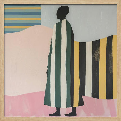 Man In Stripes - Square Stretched Canvas, Poster or Fine Art Print I Heart Wall Art