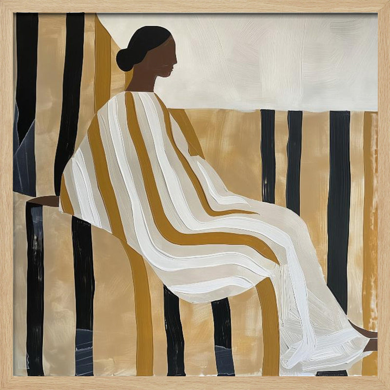 Lady In Stripes - Square Stretched Canvas, Poster or Fine Art Print I Heart Wall Art