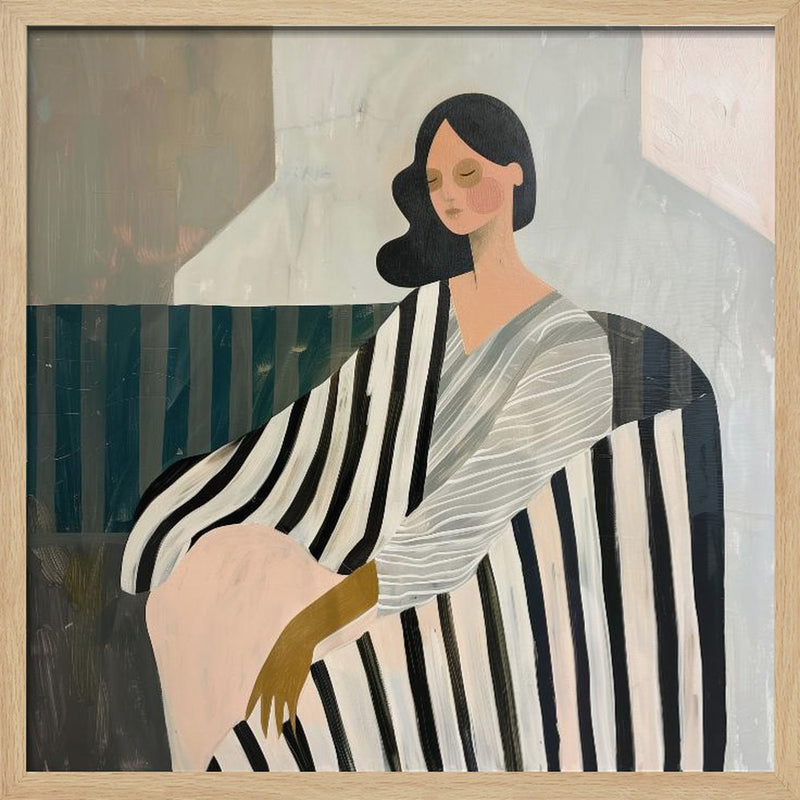 Woman In Recline - Square Stretched Canvas, Poster or Fine Art Print I Heart Wall Art