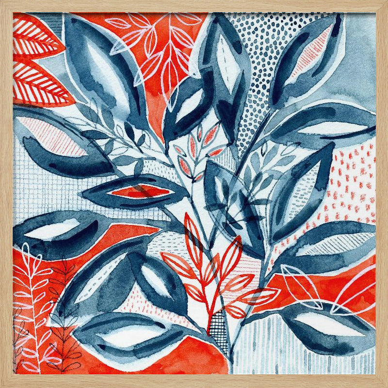 Layered Botanical Watercolour - Square Stretched Canvas, Poster or Fine Art Print I Heart Wall Art