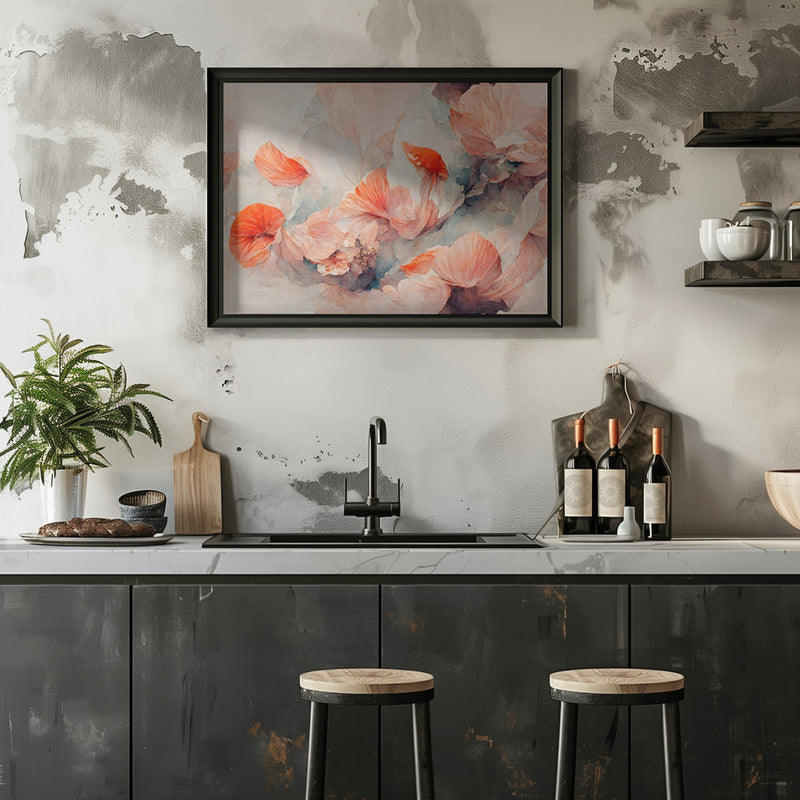 Wild Coral Flowers - Stretched Canvas, Poster or Fine Art Print I Heart Wall Art