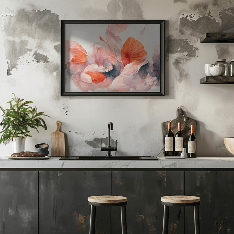 Salmon Flowers - Stretched Canvas, Poster or Fine Art Print I Heart Wall Art