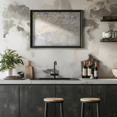 Abstract gold line art wall mural - Stretched Canvas, Poster or Fine Art Print I Heart Wall Art