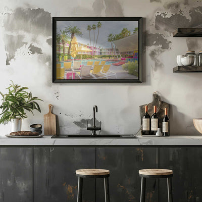 Poolside at the Saguaro Hotel - Palm Springs - Stretched Canvas, Poster or Fine Art Print I Heart Wall Art