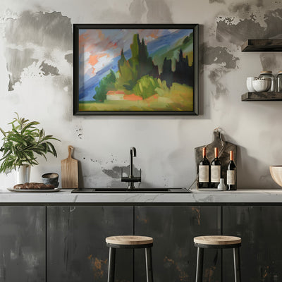 Tuscan Mountainside - Stretched Canvas, Poster or Fine Art Print I Heart Wall Art