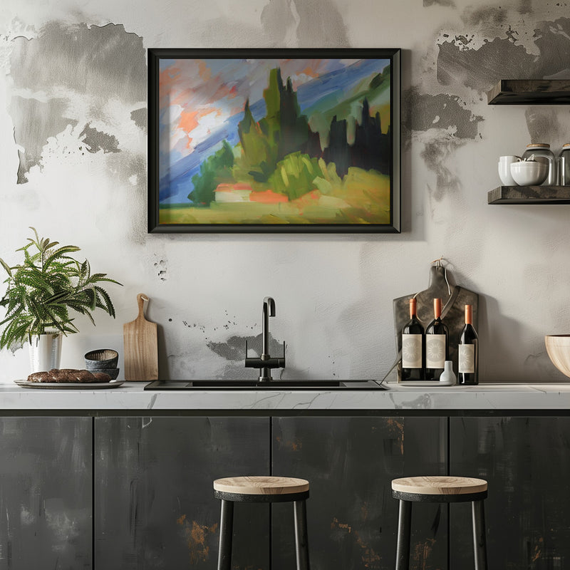 Tuscan Mountainside - Stretched Canvas, Poster or Fine Art Print I Heart Wall Art