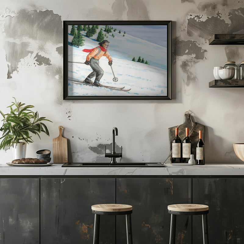Downhill Skier - Stretched Canvas, Poster or Fine Art Print I Heart Wall Art