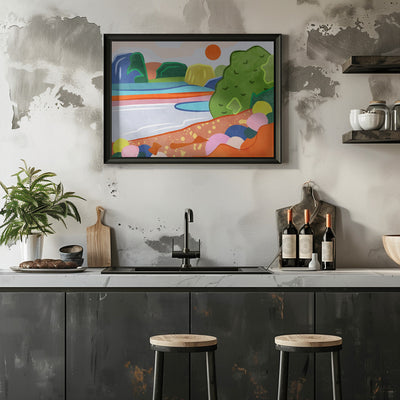 Pastel Sunset Over the Valley - Stretched Canvas, Poster or Fine Art Print I Heart Wall Art