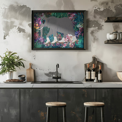 Elephant Rollerskating in the jungle - Stretched Canvas, Poster or Fine Art Print I Heart Wall Art