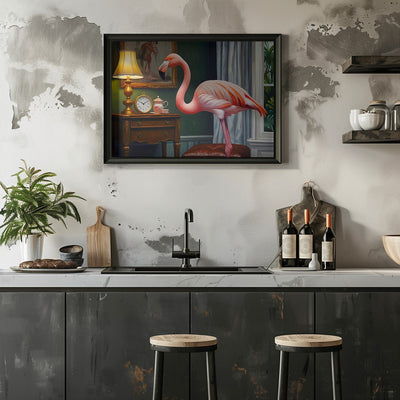 Flamingo's Cozy Corner - Stretched Canvas, Poster or Fine Art Print I Heart Wall Art