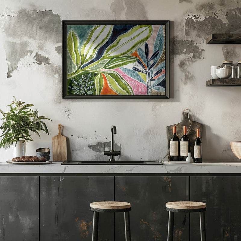 Layered Botanical Watercolour - Stretched Canvas, Poster or Fine Art Print I Heart Wall Art