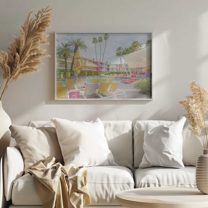 Poolside at the Saguaro Hotel - Palm Springs - Stretched Canvas, Poster or Fine Art Print I Heart Wall Art