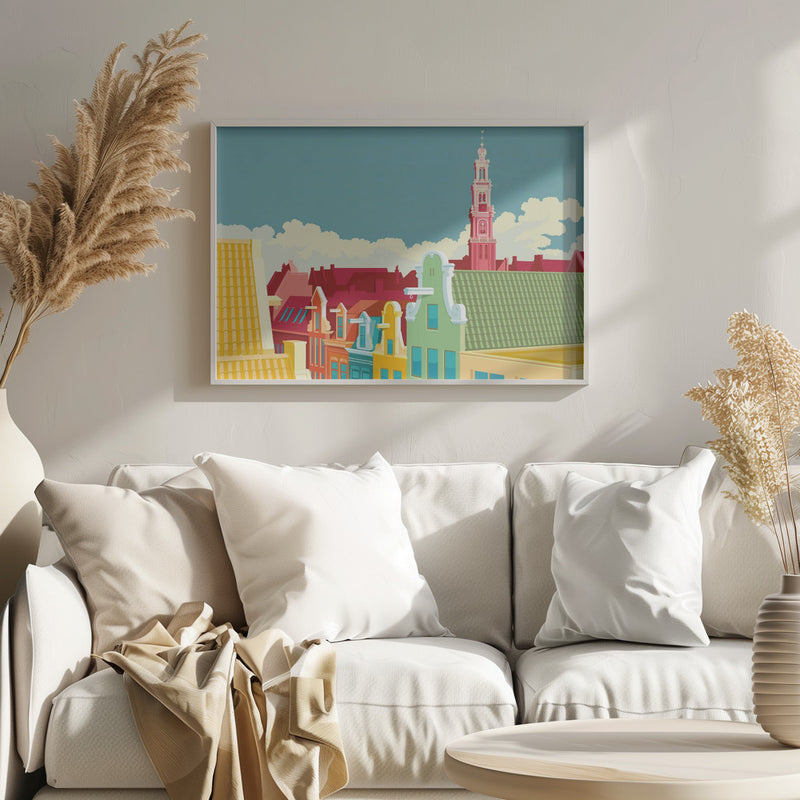 Amsterdam Jordaan Westerkerk - Stretched Canvas, Poster or Fine Art Print I Heart Wall Art