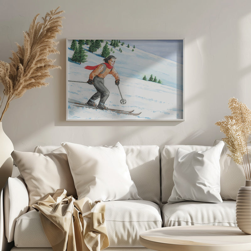Downhill Skier - Stretched Canvas, Poster or Fine Art Print I Heart Wall Art