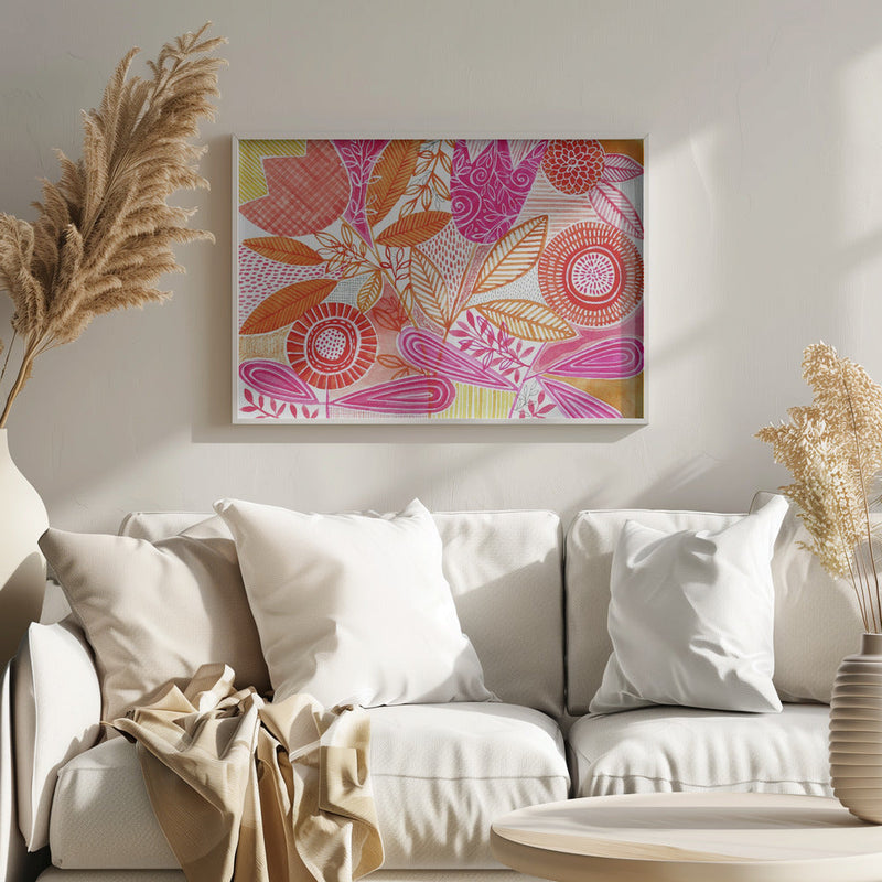 Layered Botanical Watercolour - Stretched Canvas, Poster or Fine Art Print I Heart Wall Art